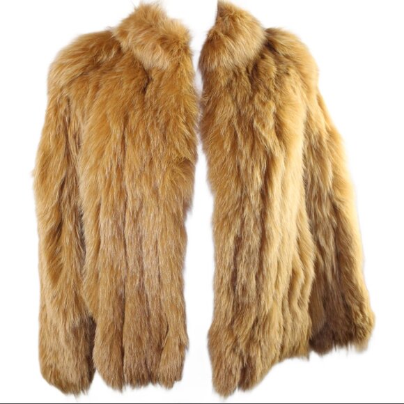 Dyed Fox Waist Jacket with Leather Accent Panels, Size Sm/Med - Picture 4 of 9